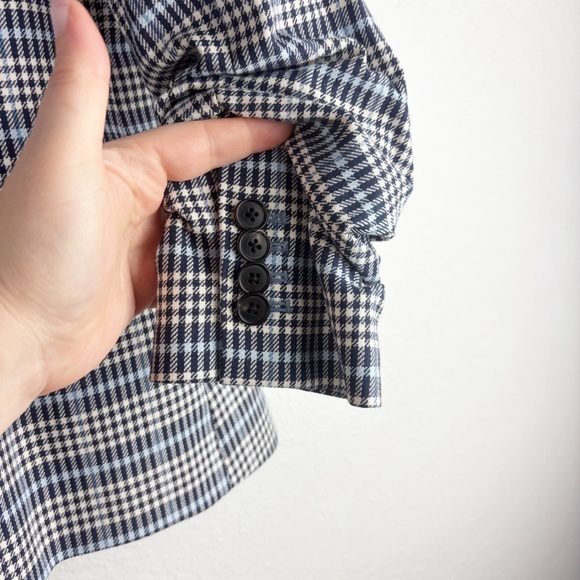 Veronica Beard Caldwell Dickey Jacket Blazer Blue White Plaid Size 4 Houndstooth - Picture 7 of 10